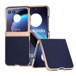 For Motorola Razr 40 Ultra Genuine Leather Mino Series Nano Plating Phone Case(Royal Blue)