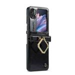 For OPPO Find N2 Flip CaseMe 003 Crazy Horse Texture Leather Phone Case with Ring Holder(Black)