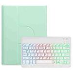 For iPad 10th Gen 10.9 2022 Three-color Backlight White 360 Degree Rotatable Bluetooth Keyboard Leather Case(Mint Green)