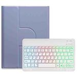 For iPad 10th Gen 10.9 2022 Three-color Backlight White 360 Degree Rotatable Bluetooth Keyboard Leather Case(Lavender Purple)