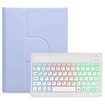 For iPad Air 2022 / iPad Pro 11 2021 Three-color Backlight White 360 Degree Rotatable Bluetooth Keyboard Leather Case(Light Purple)