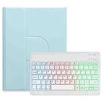 For iPad Air 2022 / iPad Pro 11 2021 Three-color Backlight White 360 Degree Rotatable Bluetooth Keyboard Leather Case(Sky Blue)