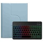 For iPad 10th Gen 10.9 2022 Three-color Backlight Black 360 Degree Rotatable Bluetooth Keyboard Leather Case(Mist Blue)