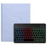 For iPad Air 2022 / iPad Pro 11 2021 Three-color Backlight Black 360 Degree Rotatable Bluetooth Keyboard Leather Case(Light Purple)