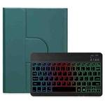 For iPad Air 2022 / iPad Pro 11 2021 Three-color Backlight Black 360 Degree Rotatable Bluetooth Keyboard Leather Case(Dark Green)