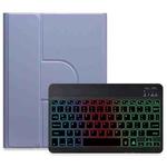 For iPad Air 2022 / iPad Pro 11 2021 Three-color Backlight Black 360 Degree Rotatable Bluetooth Keyboard Leather Case(Lavender Purple)