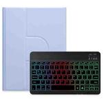 For iPad 10.2 2021 / Air 2019 Three-color Backlight Black 360 Degree Rotatable Bluetooth Keyboard Leather Case(Light Purple)