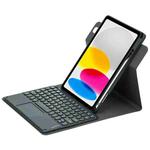 For iPad 10th Gen 10.9 2022 Round Button 360 Degree Rotatable Bluetooth Keyboard Leather Case with Touchpad(Black)