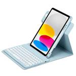 For iPad 10th Gen 10.9 2022 Round Button 360 Degree Rotatable Bluetooth Keyboard Leather Case(Sky Blue)