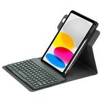 For iPad 10th Gen 10.9 2022 Round Button 360 Degree Rotatable Bluetooth Keyboard Leather Case(Black)