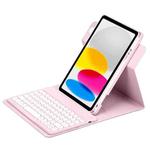 For iPad 10th Gen 10.9 2022 Round Button 360 Degree Rotatable Bluetooth Keyboard Leather Case(Pink)