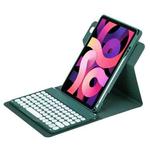 For iPad Air 2022 / iPad Pro 11 2021 Round Button 360 Degree Rotatable Bluetooth Keyboard Leather Case(Dark Green)