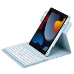 For iPad 10.2 2021 / Air 2019 Round Button 360 Degree Rotatable Bluetooth Keyboard Leather Case(Sky Blue)