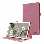 For Google Pixel Tablet Fabric Leather Tablet Case(Rose Red)