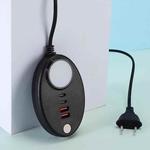 YF-106 USB- C / Type-Cx2+USBx2 Oval PD Socket Phone Charger with Light, Plug Type:EU Plug(Black)