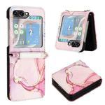 For Samsung Galaxy Z Flip5 PT003 Marble Pattern Flip Leather Phone Case(Rose Gold LS005)
