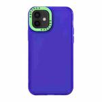 For iPhone 11 Color Contrast Lens Frame Transparent TPU Phone Case(Purple + Green)