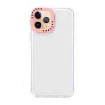 For iPhone 11 Pro Color Contrast Lens Frame Transparent TPU Phone Case(Transparent + Light Pink)