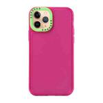 For iPhone 11 Pro Max Color Contrast Lens Frame Transparent TPU Phone Case(Rose Red + Green)