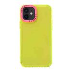 For iPhone 12 Color Contrast Lens Frame Transparent TPU Phone Case(Yellow + Rose Red)