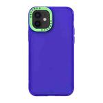 For iPhone 12 Color Contrast Lens Frame Transparent TPU Phone Case(Purple + Green)