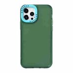 For iPhone 12 Pro Max Color Contrast Lens Frame Transparent TPU Phone Case(Green + Sky Blue)
