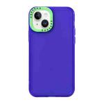 For iPhone 14 Plus Color Contrast Lens Frame Transparent TPU Phone Case(Purple + Green)