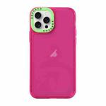 For iPhone 15 Pro Max Color Contrast Lens Frame Transparent TPU Phone Case(Rose Red + Green)