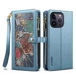 For iPhone 16 Pro ESEBLE Star Series Lanyard Zipper Wallet RFID Leather Case(Blue)