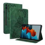 For Samsung Galaxy Tab S9 Butterfly Flower Embossed Leather Tablet Case(Green)