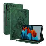For Samsung Galaxy Tab S9+ Butterfly Flower Embossed Leather Tablet Case(Green)
