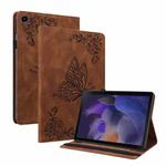 For Samsung Galaxy Tab А9+ Butterfly Flower Embossed Leather Tablet Case(Brown)