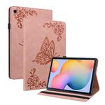 For Samsung Galaxy Tab S5e/T720/T725 Butterfly Flower Embossed Leather Tablet Case(Rose Gold)