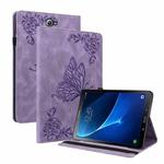 For Samsung Galaxy Tab A 10.1 2016/T580/T585 Butterfly Flower Embossed Leather Tablet Case(Purple)