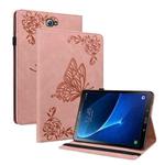 For Samsung Galaxy Tab A 10.1 2016/T580/T585 Butterfly Flower Embossed Leather Tablet Case(Rose Gold)