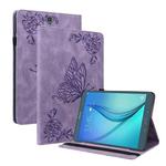 For Samsung Galaxy Tab A 9.7 T550 T555 Butterfly Flower Embossed Leather Tablet Case(Purple)