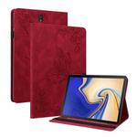 For Samsung Galaxy Tab S4 10.5 SM-T830 Butterfly Flower Embossed Leather Tablet Case(Red)