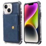 For iPhone 14 Plus Wallet Card Bag PU Back Cover Phone Case(Blue)