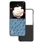 For Honor Magic V Flip ABEEL Genuine Leather Ostrich Texture Phone Case(Blue)