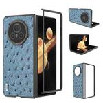 For Honor Magic V3 ABEEL Genuine Leather Ostrich Texture Phone Case(Blue)