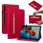 For Samsung Galaxy Tab S9 Skin Feel Solid Color Zipper Leather Tablet Case(Red)