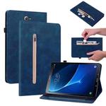For Samsung Galaxy Tab A 10.1 2016/T580/T585 Skin Feel Solid Color Zipper Leather Tablet Case(Blue)
