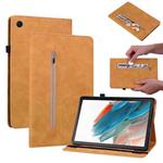 For Samsung Galaxy Tab А9+ Skin Feel Solid Color Zipper Leather Tablet Case(Yellow)