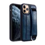 For iPhone 11 Pro Max Photo Frame Card Wallet Wrist Strap Holder Back Cover Phone Case(Royal Blue)