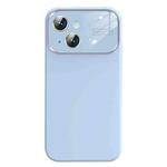For iPhone 14 Plus Liquid Silicone Large Glass Window Phone Case(Blue)