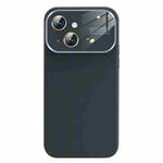 For iPhone 14 Plus Liquid Silicone Large Glass Window Phone Case(Graphite Gray)