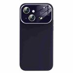 For iPhone 14 Plus Liquid Silicone Large Glass Window Phone Case(Deep Purple)