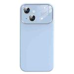 For iPhone 14 Liquid Silicone Large Glass Window Phone Case(Blue)