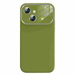 For iPhone 14 Liquid Silicone Large Glass Window Phone Case(Green)