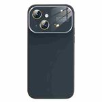 For iPhone 14 Liquid Silicone Large Glass Window Phone Case(Graphite Gray)